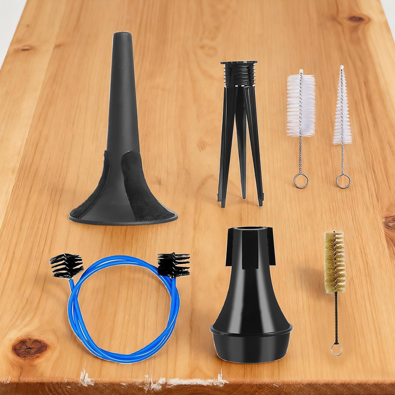 Kit de mantenimiento de trompeta, herramientas de limpieza de 7 piezas para músicos, juego esencial de cuidado de trompeta para profesionales, estudiantes y entusiastas