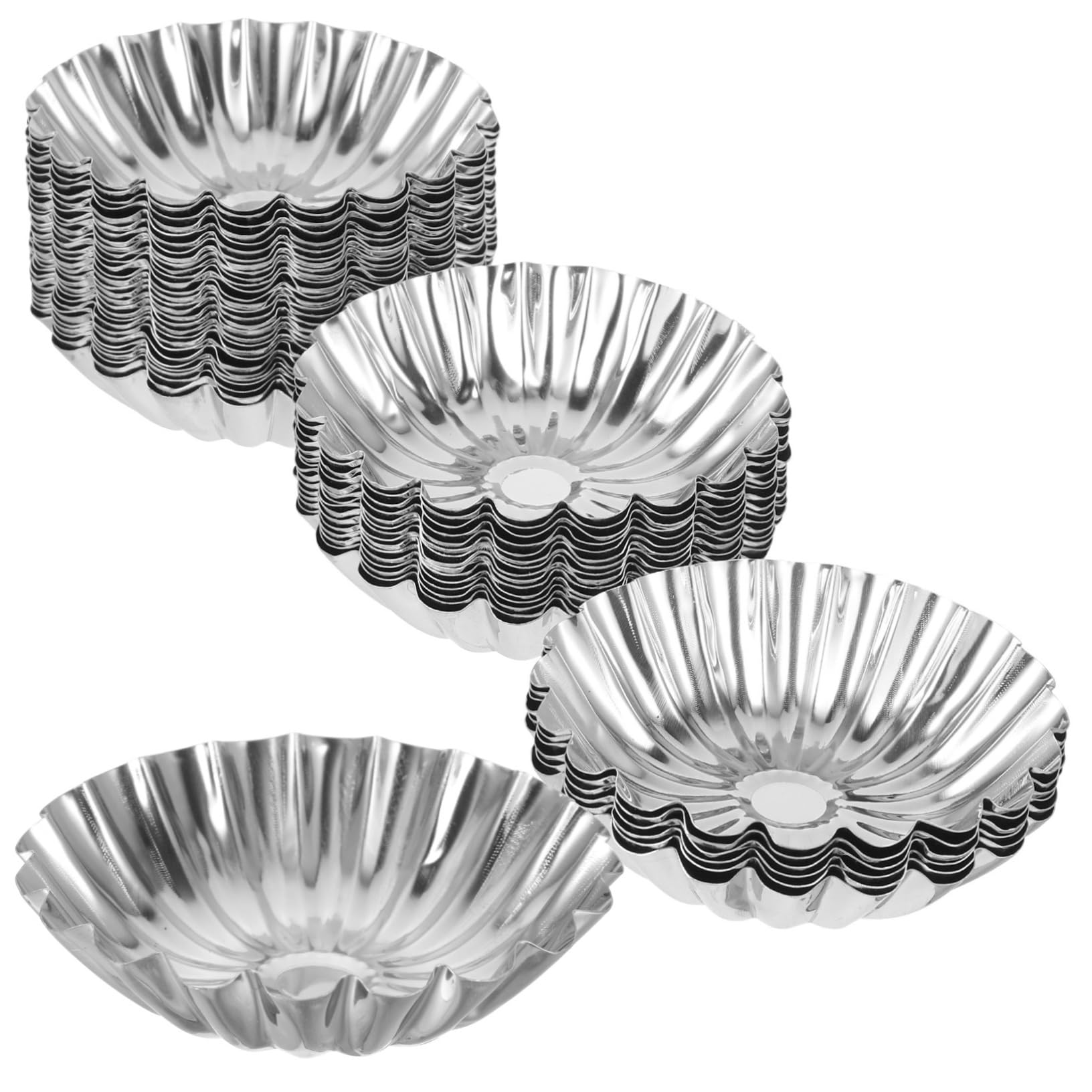 Alipis 50piezas Moldes De Acero Inoxidable Para Tartaletas De Huevo Antiadherentes Para Hornear Tartaletas Caseras y Muffins Casa