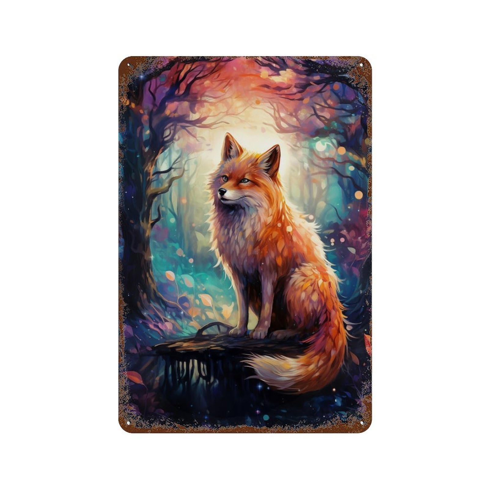Magical Forest Fox-8 Retro Metal Sign 11.8"x7.9", for Garage, Bar And Workshop Decor, Shabby Chic Decor