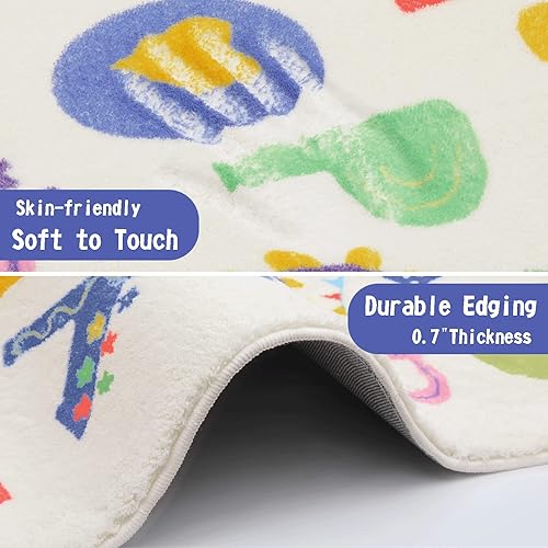 Miniatura 6 de HiiARug Alfombra para niños con números del alfabeto ABC, alfombra educativa para bebés, alfombra de juego para bebés, alfombra de área grande,