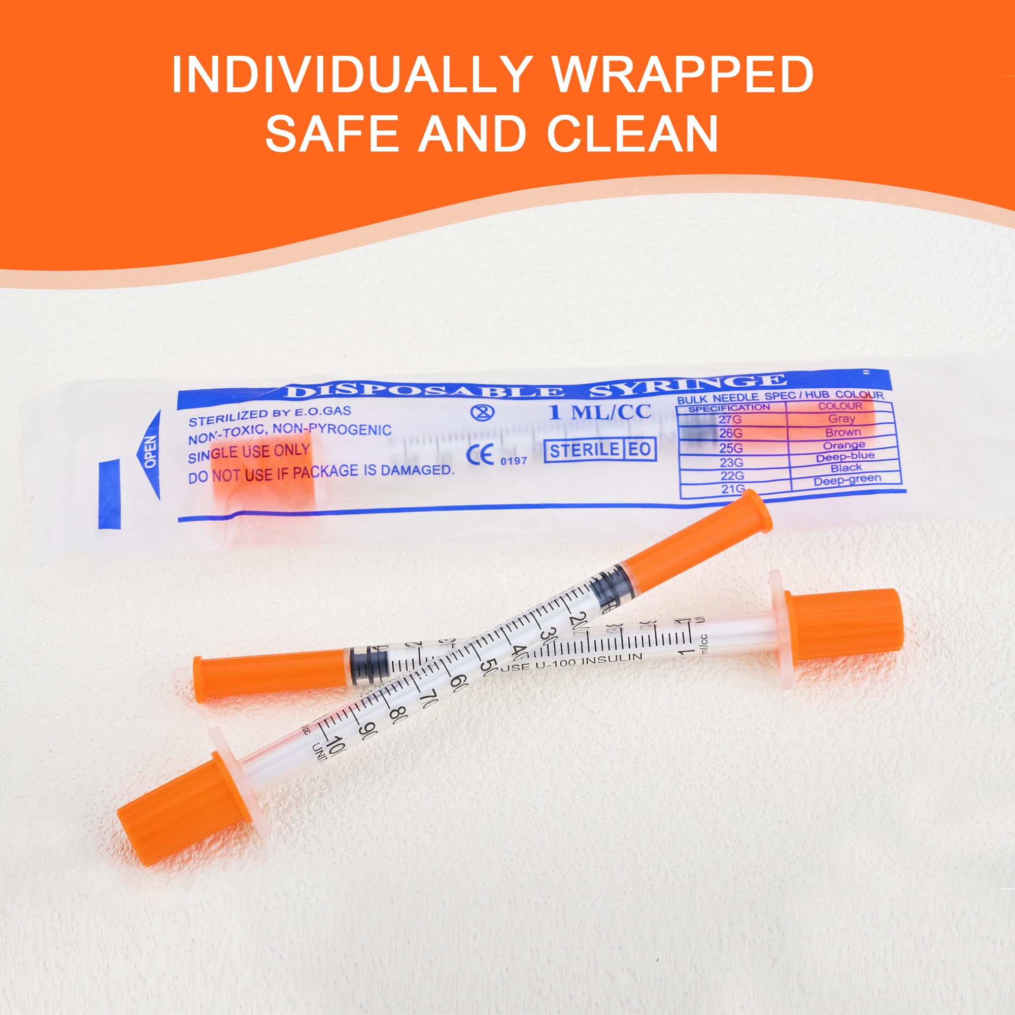U-100 1 ml Syringe with 32Gauge 1/4Inch (6mm), Dispensing Syringe Lab Accessories, Individually Wrapped, 100Pack — Amazon image 6