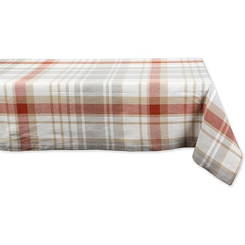 DII Thankful Autumn Collection Fall Tabletop Decoration, Rectangle Tablecloth, 60x84, Cozy Picnic Plaid