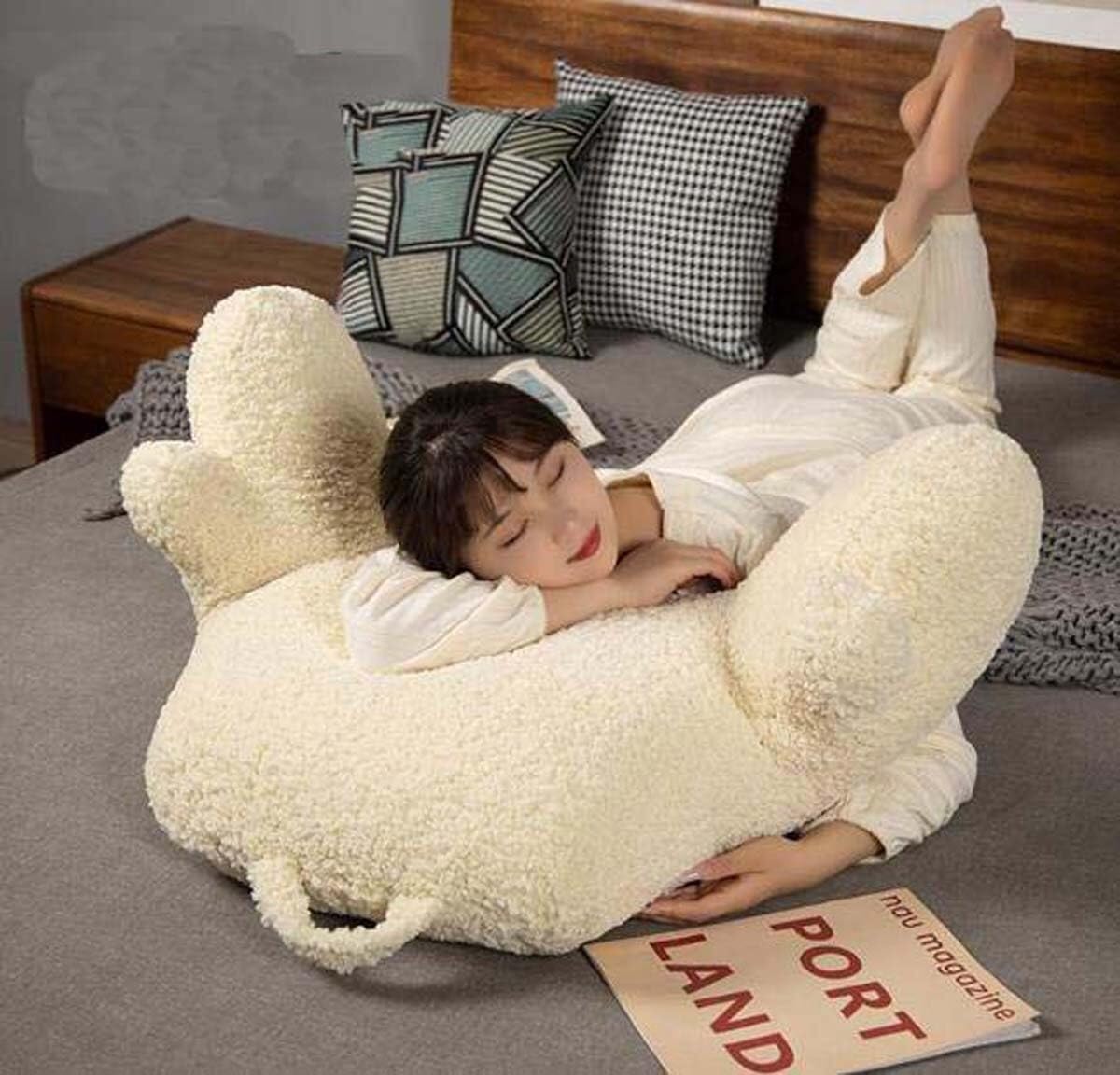 Morbido cuscino da lettura, morbido e soffice, cuscino portatile per divano, sedia letto, supporto lombare con braccioli, perfetto per il posizionamento della TV (marrone, 68 x 36 cm)