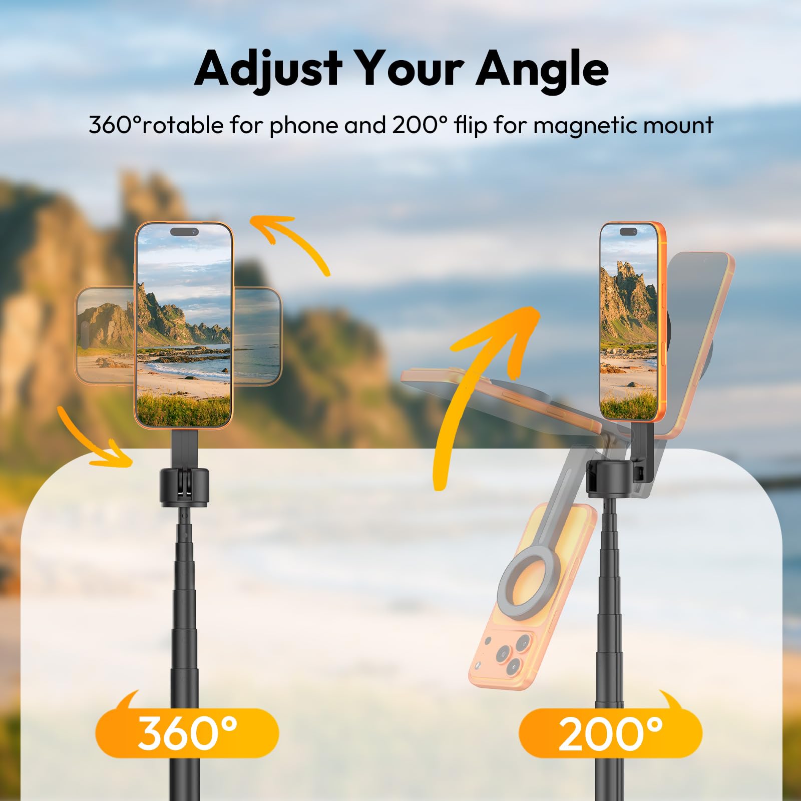 ULANZI SK27 165cm Magnetyczny statyw do telefonu, kijek do selfie z pilotem Bluetooth, magnes 25N, składany statyw do smartfona, przenośny statyw wielofunkcyjny kompatybilny iPhone 17 16 15 14 13 12