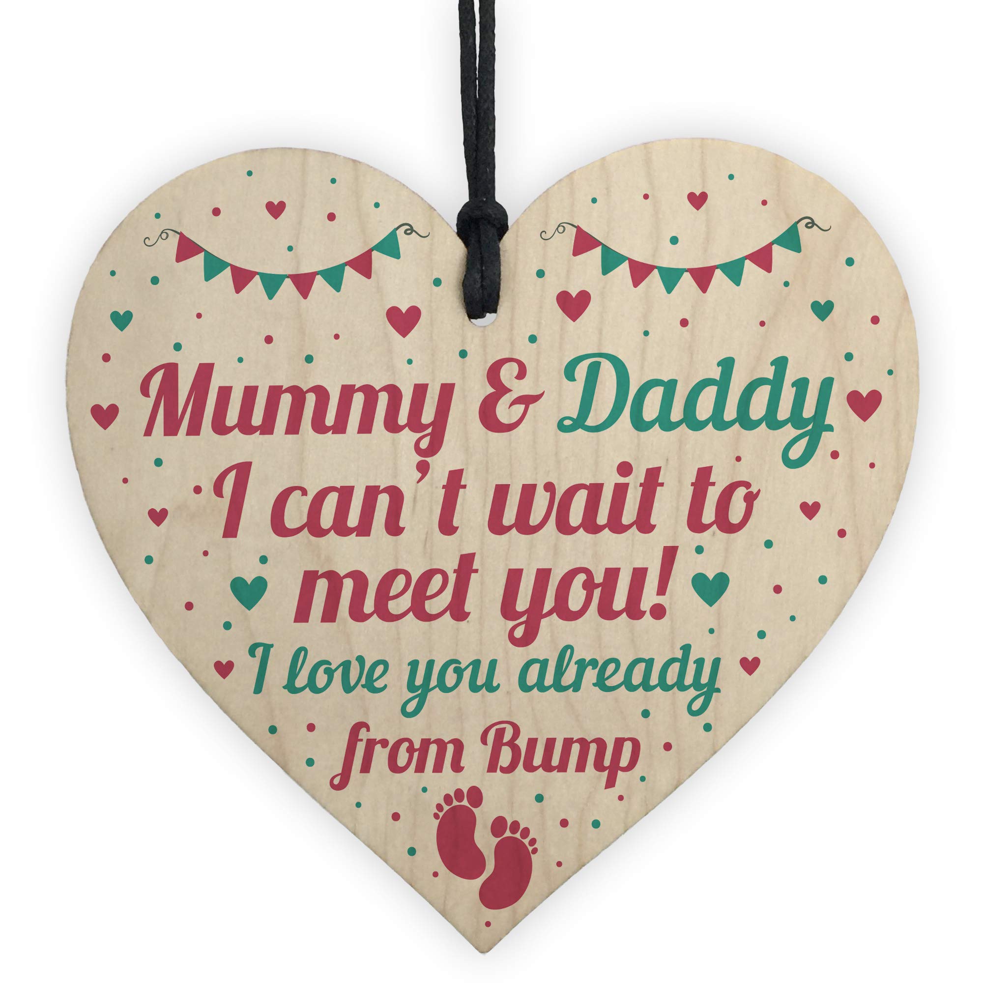 Red Ocean From Bump Gifts Mummy To Be Gifts Daddy To Be Gifts Wooden Heart Baby Shower Plaque