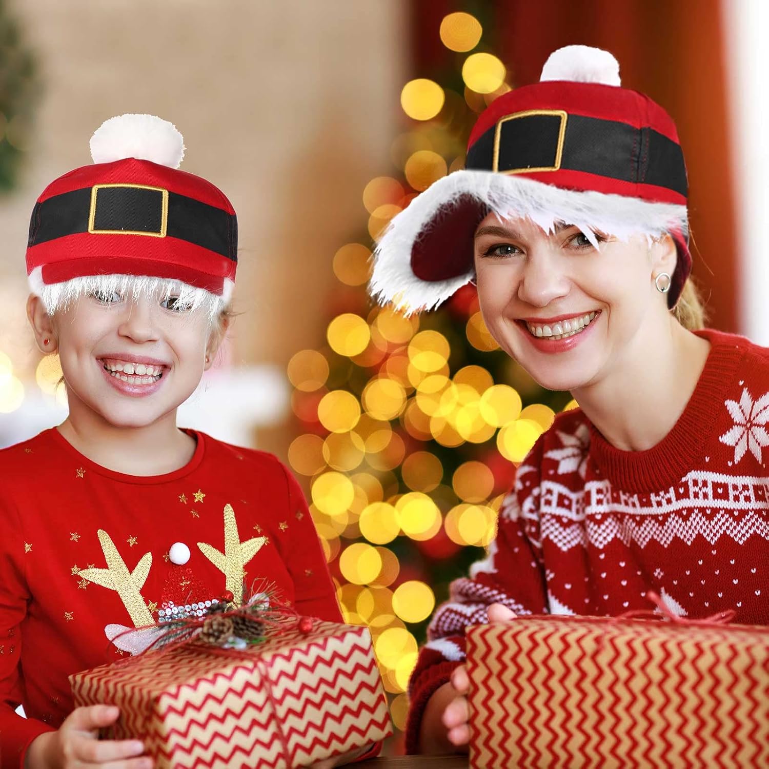 Vabean Christmas Santa Baseball Hat Unisex Christmas Vintage Hat Baseball Cap with Pom Ball Adjustable Cap for Men Women - Image 3