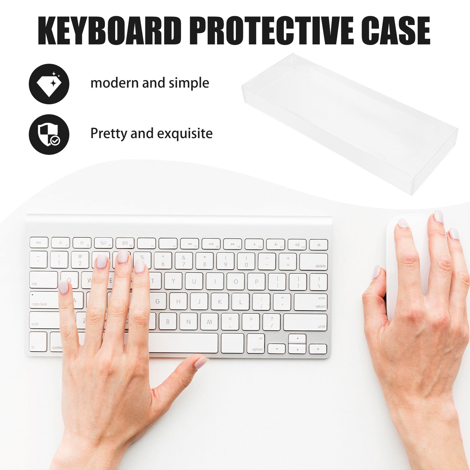 Funda Protectora de Acrílico para Teclado Ordenador, Cubierta Resistente al Agua y Polvo, Estuche Transparente para Uso Diario en Oficina y Hogar
