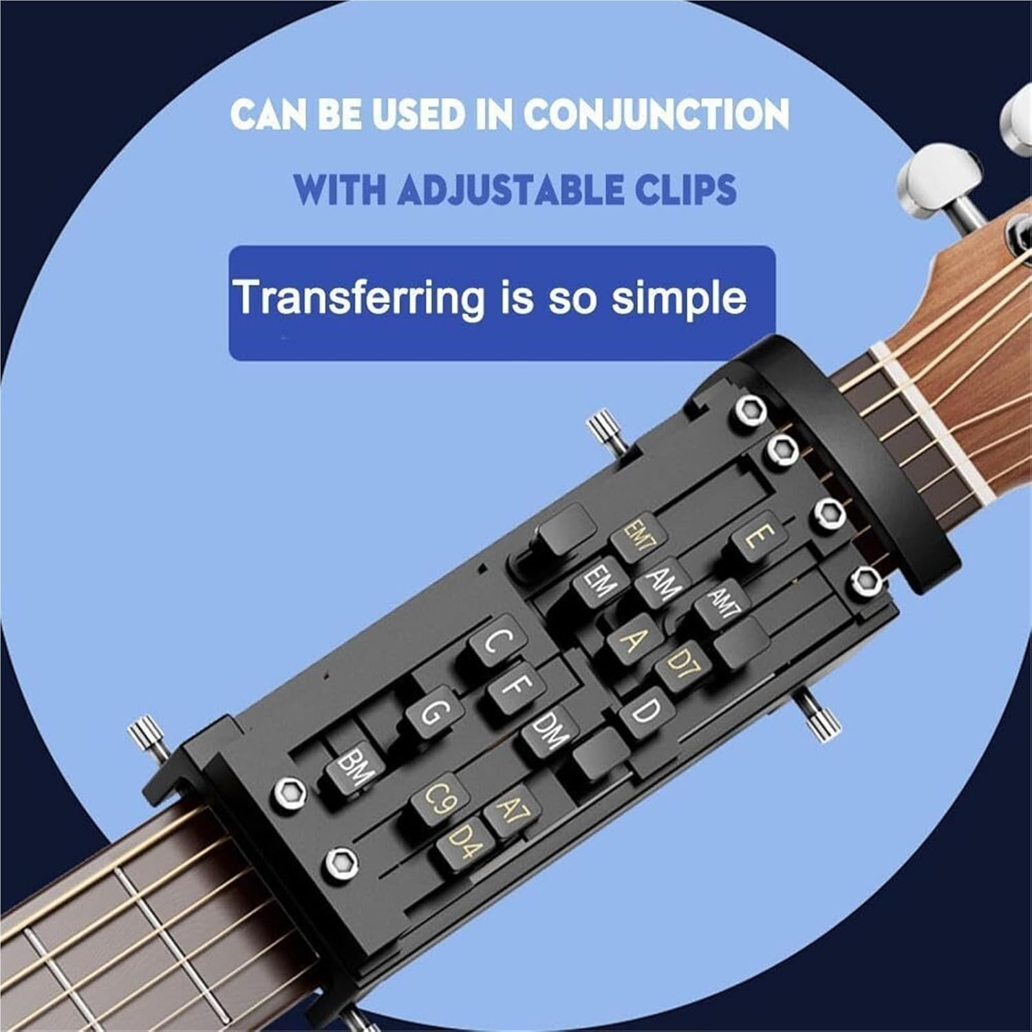 Guitar Chord Presser for Acoustic Guitar, Guitar Chord Presser, Guitar Aid Chords Trainer, Guitar Assisted Tool Learning System with Guitar Chart Teaching, for Beginners Friends Gifts