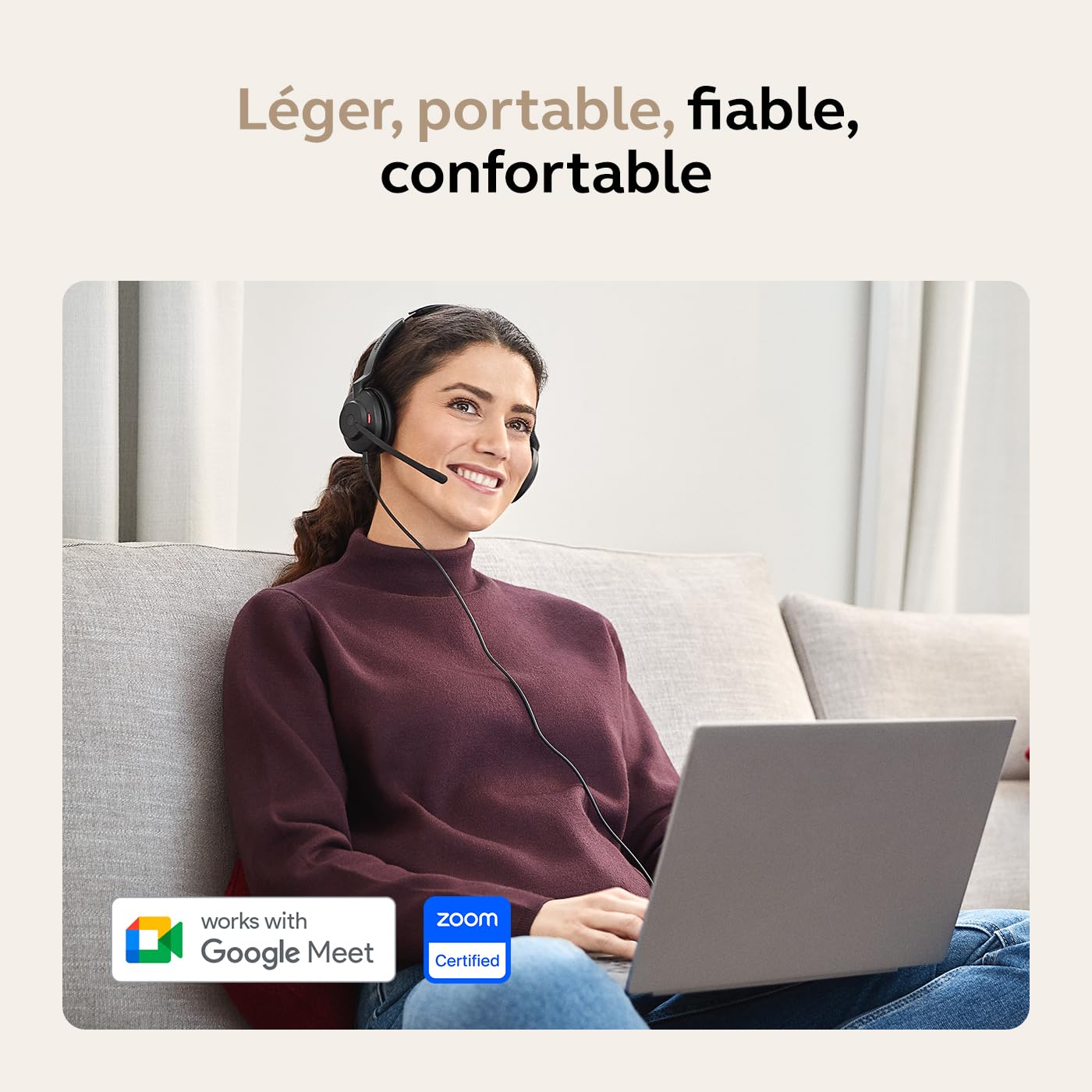 Jabra Evolve2 30 SE Micro-casque filaire stéréo à réduction de bruit avec technologie d’appel à 2 microphones et câble USB-C - Fonctionne avec les plateformes UC telles que Zoom et Google Meet - Noir