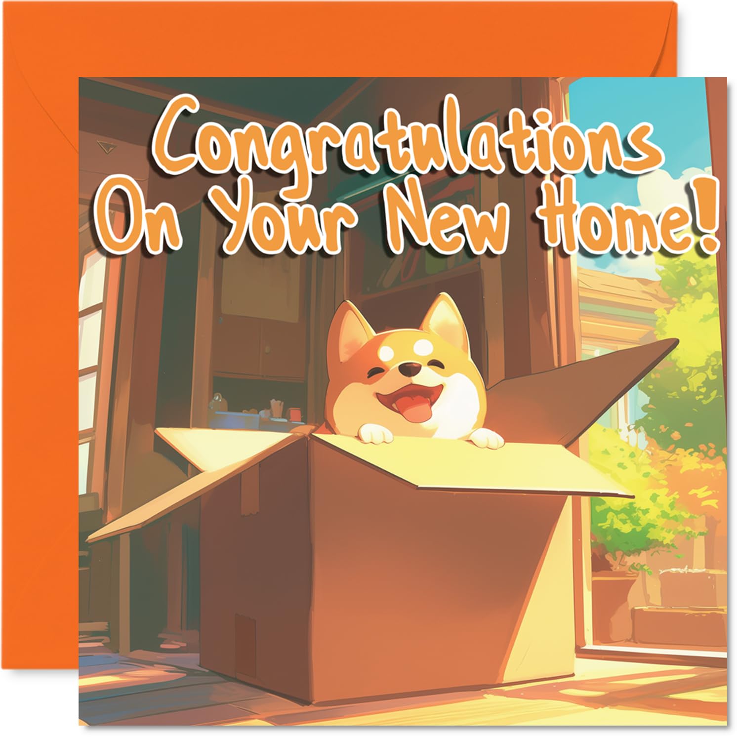 Happy New Home Card for Men Women - Dog - Congratulations Housewarming House Card for Friends Family Colleague Neighbour, 145mm House Warming Greeting Cards