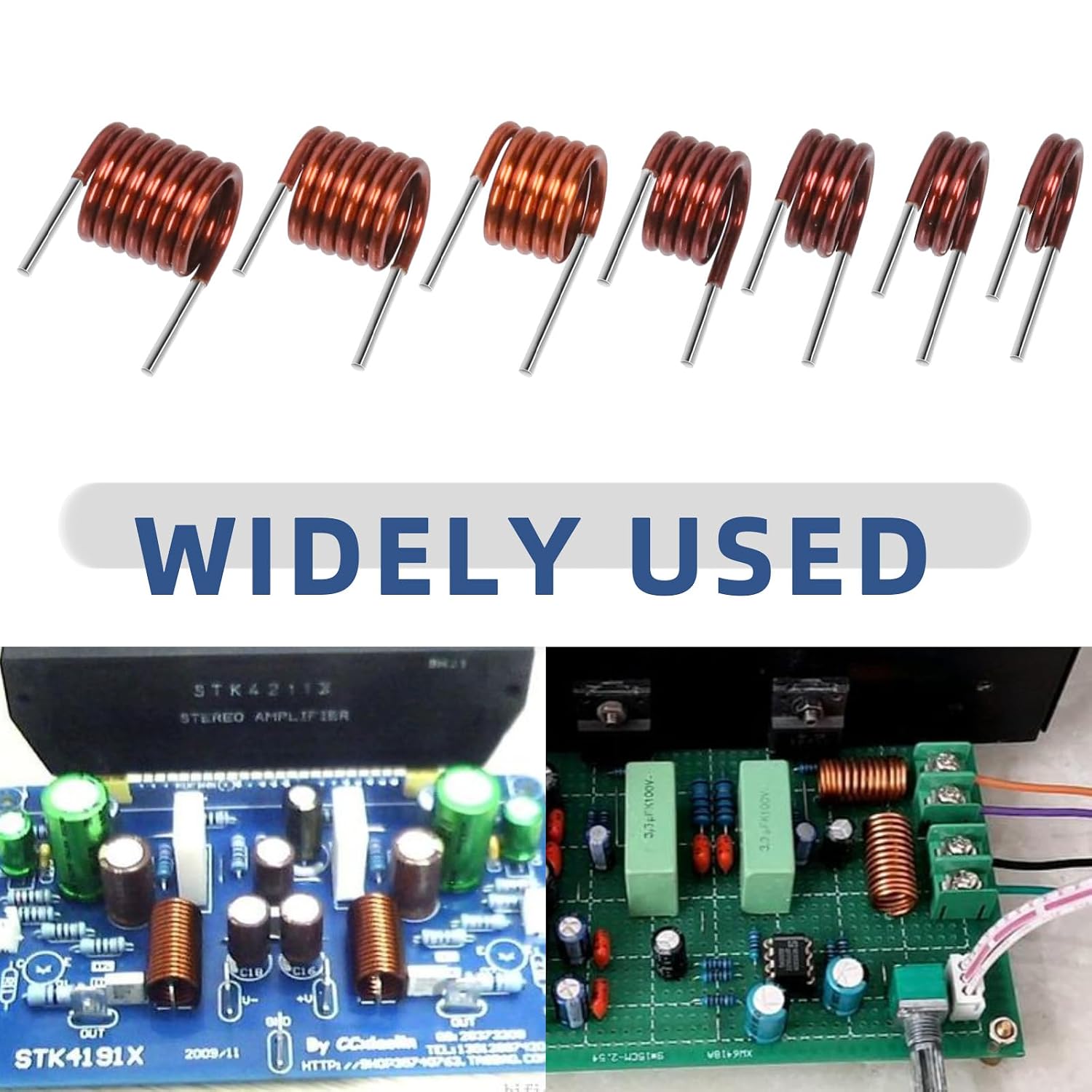 Glarks 440pcs 0.7 x 3.5 x 1.5/2.5/3.5/4.5/5.5/6.5/7.5T Hollow Coil Inductor, 7 Sizes Inductors FM Coil Inductor, Hollow Coil Inductance Remote Control, Inductance Copper Wire Remote Control