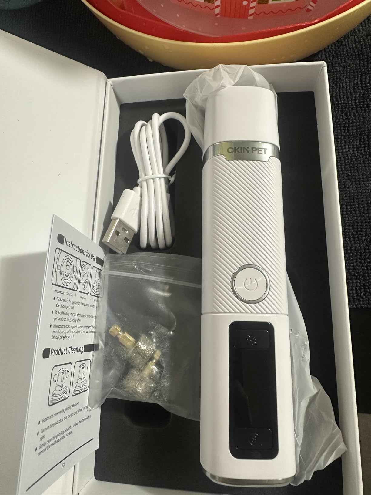 3-Speed Quiet Electric Pet Nail Grinder, 2 LED, 2000mAh Rechargeable, All Dogs & Cats photo review