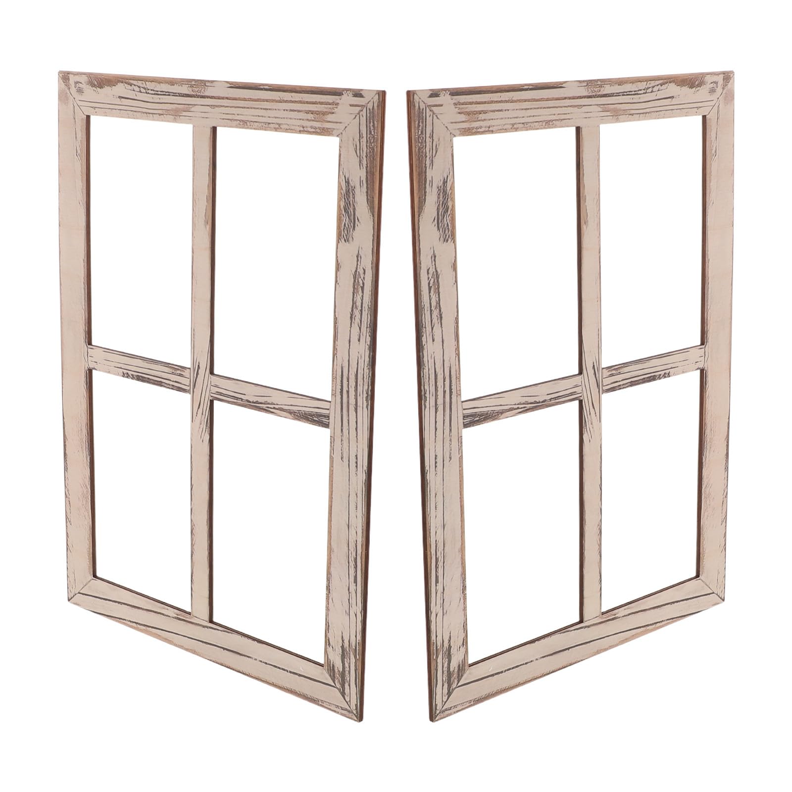 2 Stück Rustikale Fensterrahmen als Wanddekoration im Vintage Landhausstil mit Einfacher Montage und Sichtschutz für Wohnzimmer und Bauernhaus