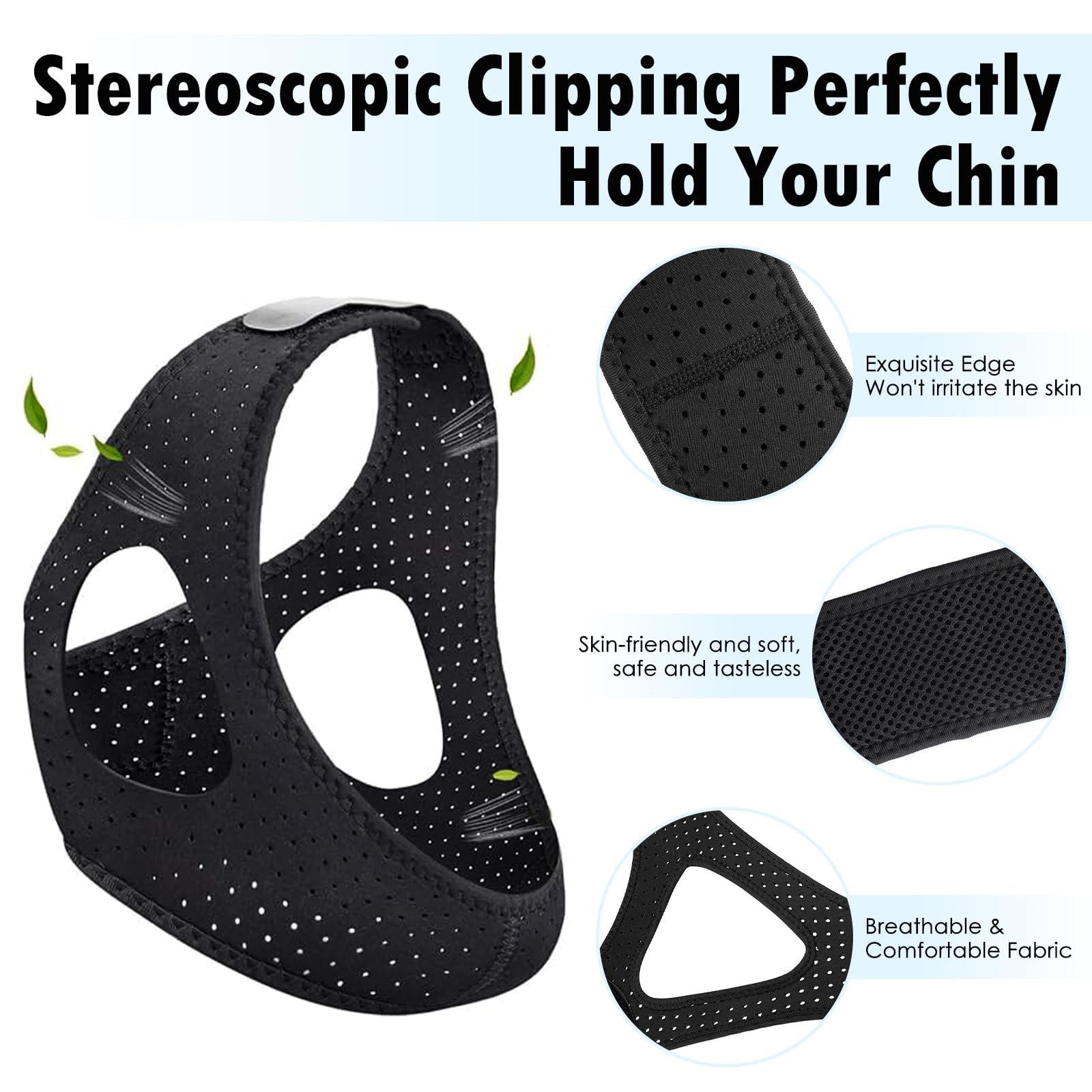 Anti-Snoring Chin Strap, Chin Strap for Sleeping, Anti Snoring Devices, for Men & Women Comfortable & Breathable Design Stops Snoring, Promotes Better Sleep