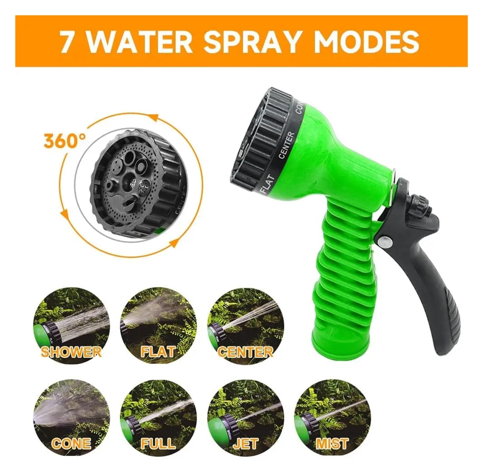Manguera de jardín ligera extensible Manguera de riego de jardinería, riego telescópico, pulverizador multifuncional, pistola de agua de alta presión(Blauw,53m(175ft))