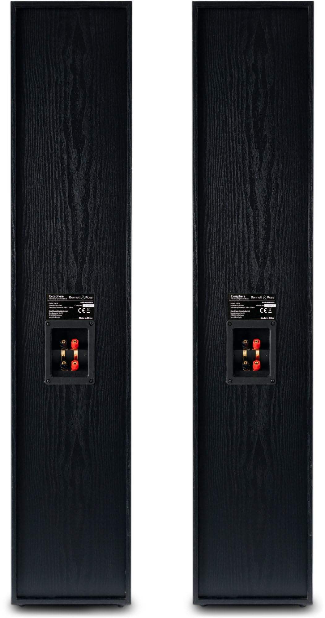 Bennett & Ross Exosphere 3-drożne głośniki podłogowe HiFi para (200 W RMS, 6,5" subwoofer, 6,5" głośnik basowy, 3x 6,5" średniotonowy, głośnik wysokotonowy 1", konstrukcja bass reflex, wygląd słojów
