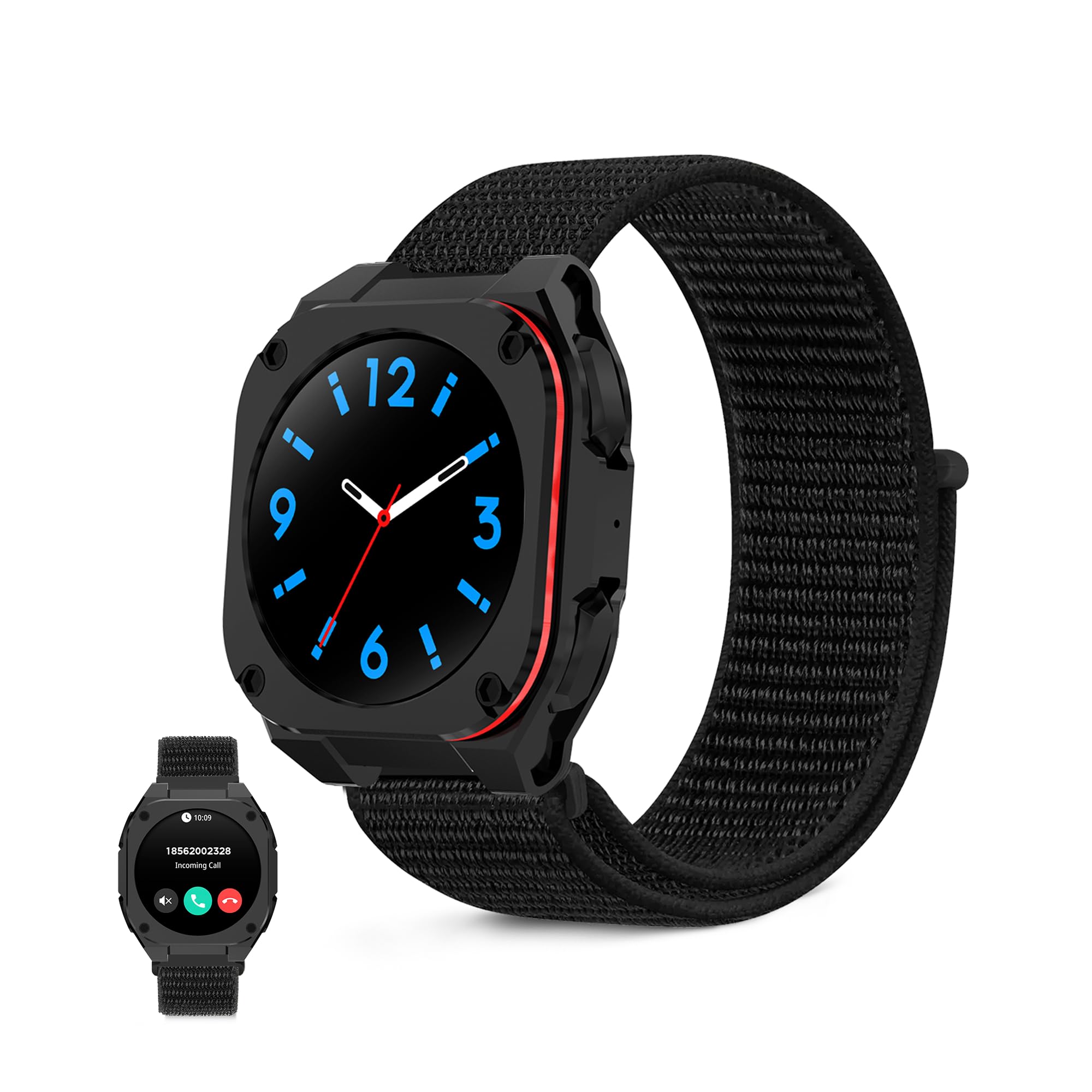 KSIX Zenthium Go Smartwatch – Men's Smart Watch with Calls and Whatsapp, 1.32 Inch AMOLED Screen, Reinforced Aeronautical Design, IP68 Waterproof, Compatible with iPhone® and Android® – Black