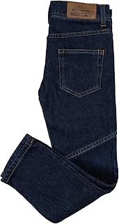 بنطلون جينز بقصة عادية للاولاد بلون ازرق غامق بدون ليكرا