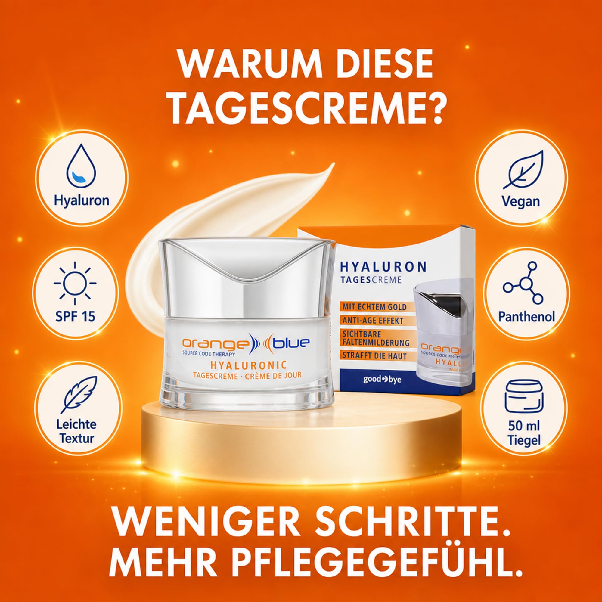 Crema de Día Antiarrugas con Oro Real y Ácido Hialurónico 50ml