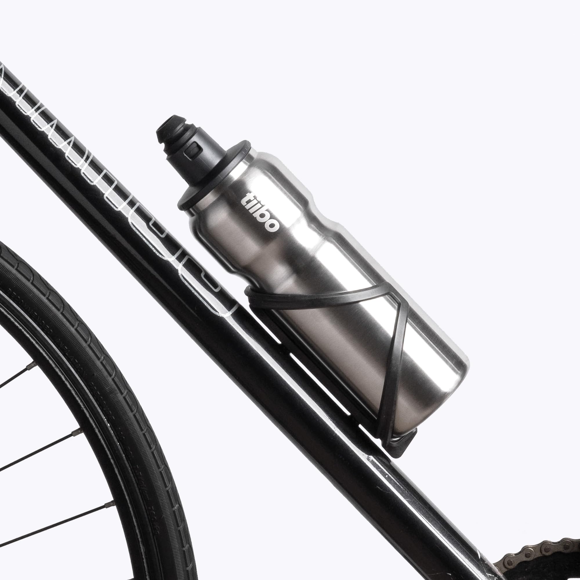 tiibo Botella de agua de acero inoxidable aislada al vacío para bicicleta, doble pared, no se dobla, boquilla deportiva de flujo rápido, diseñada para ciclismo, fitness y deportes, se adapta a la