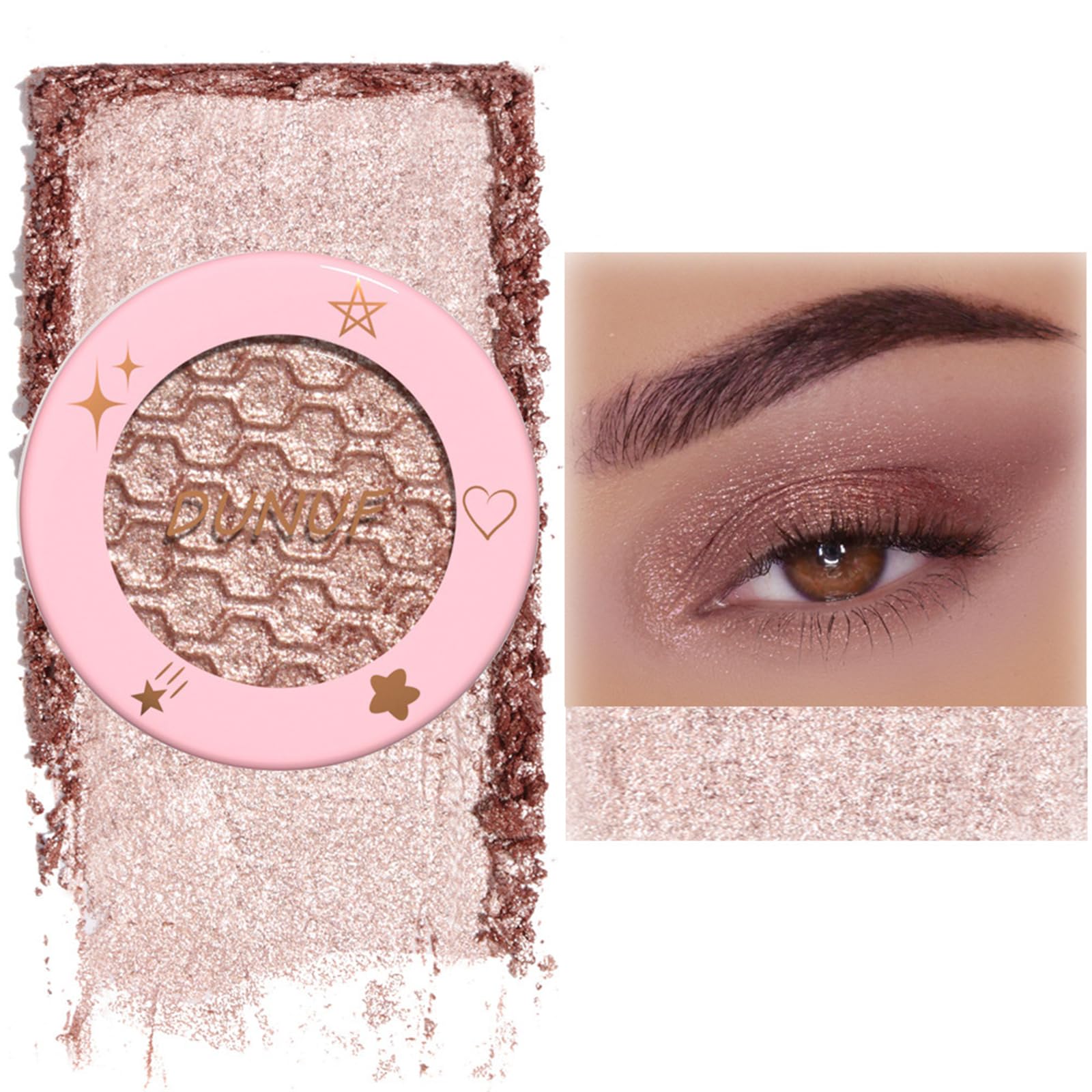 Glitter Eyeshadow Shimmer Brown Cream Eye Shadow,Can Be Used as Highlighter,Creamy Texture Waterproof High Pigmented Pearl Eyeshadow For Women Makeup (U109)