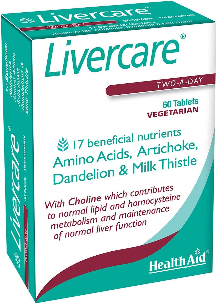 HealthAid Livercare (Cleanse and Detox) Vegetarian Tablets, Yellow, Turmeric, 60 Count
