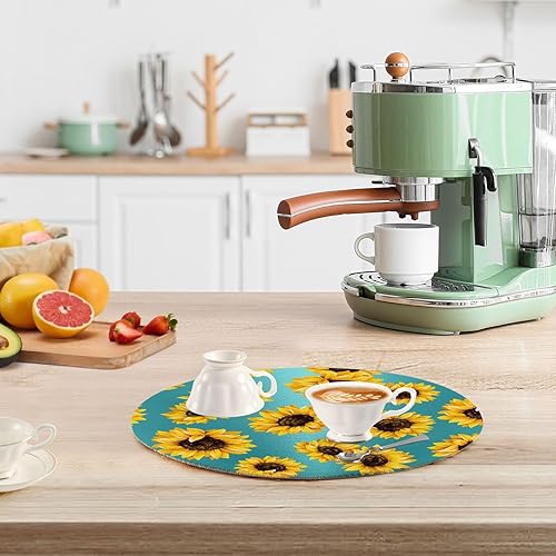 Miniatura 6 de Almohadillas calientes de cocina de girasoles turquesa, salvamanteles a prueba de calor para ollas y sartenes calientes resistentes al calor,