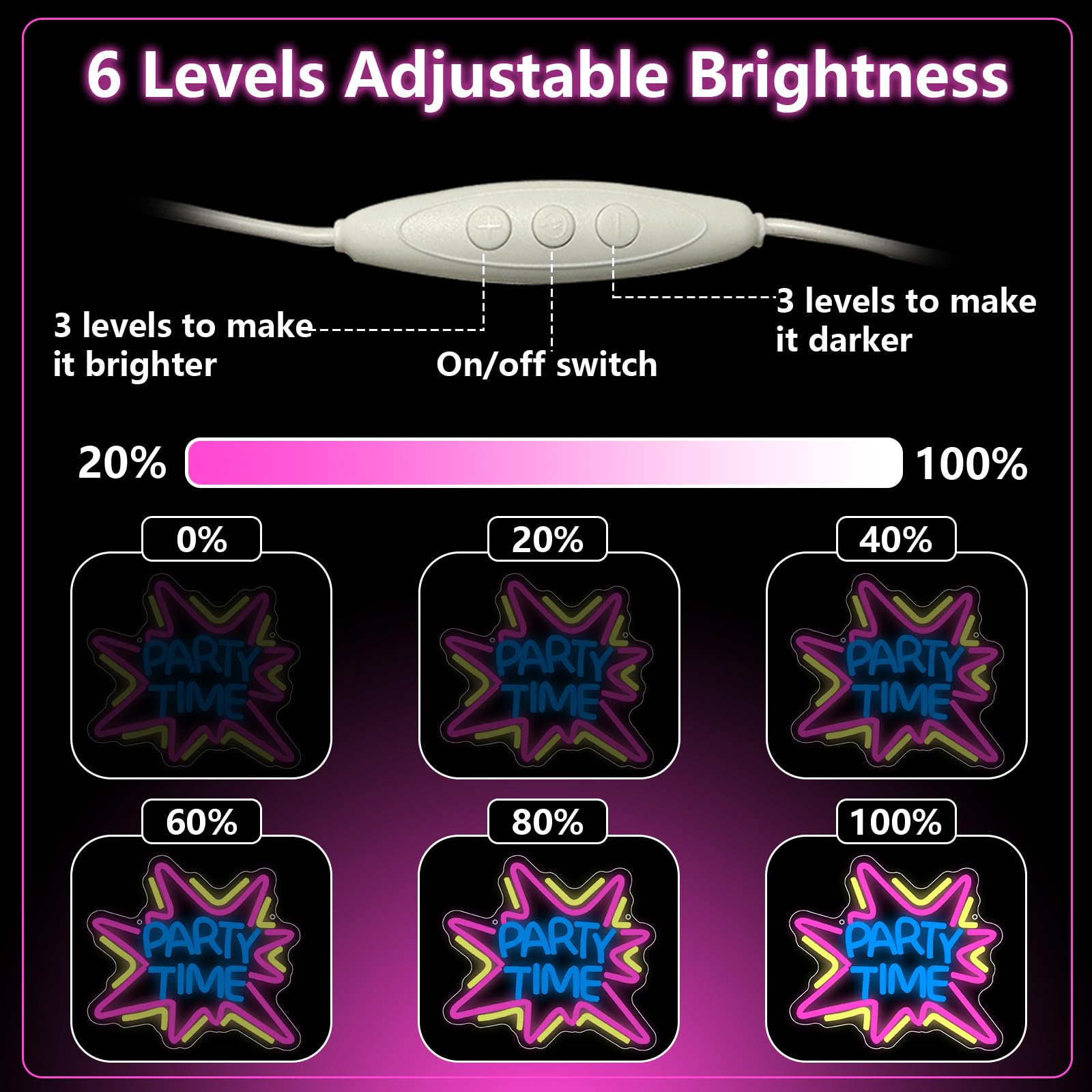 PARTY TIME Neon Schild Bar Lampe Personalisiert LED Neonschild für Wanddekoration Dimmbare USB-Betrieb Leuchtendes Barschild Home Bar Man Cave Party