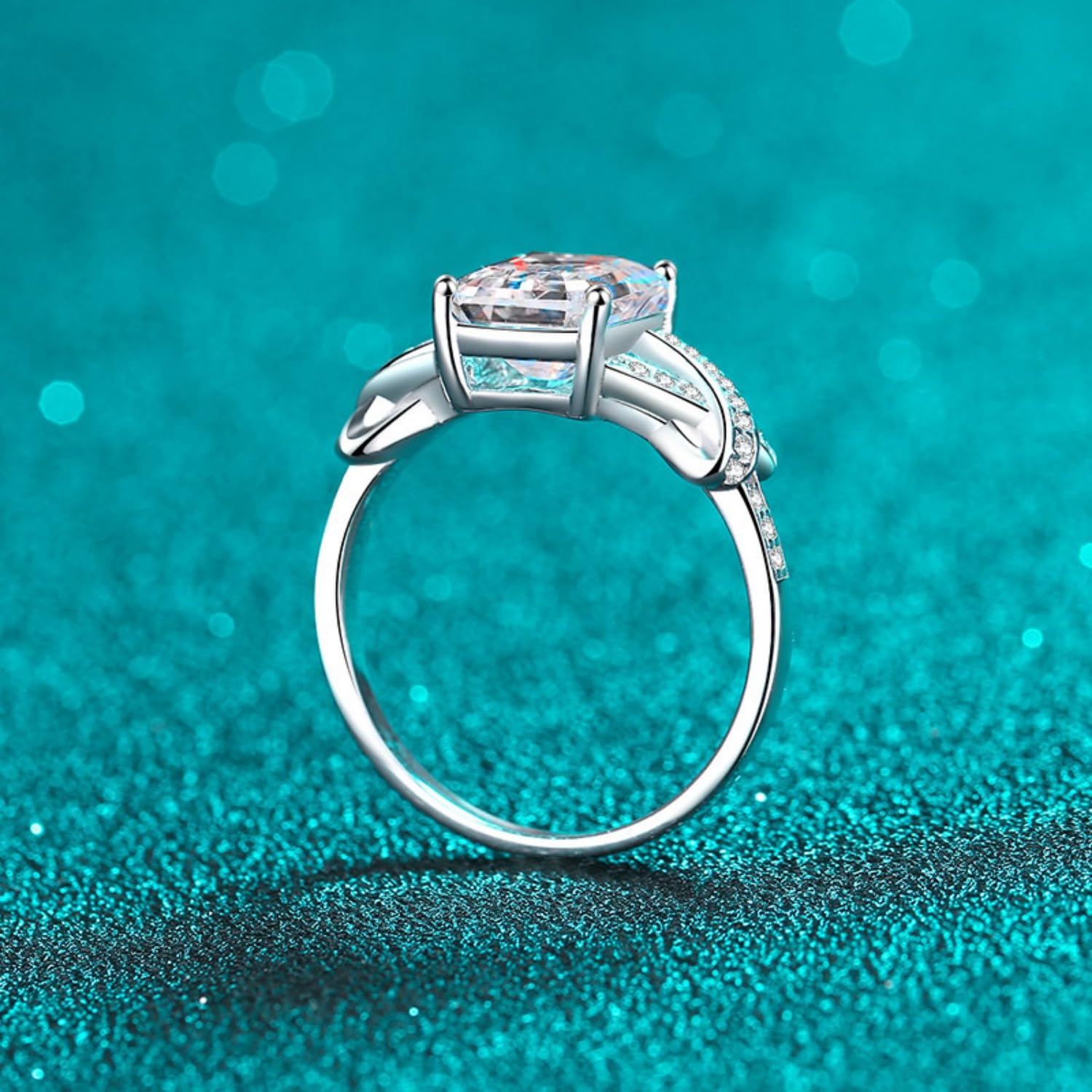 3-karatowy szmaragdowy pierścionek Moissanite dla kobiet D kolor VVS1 biały/zielony/różowy z brylantem rocznica pierścionki zaręczynowe certyfikatem(Pink,6)