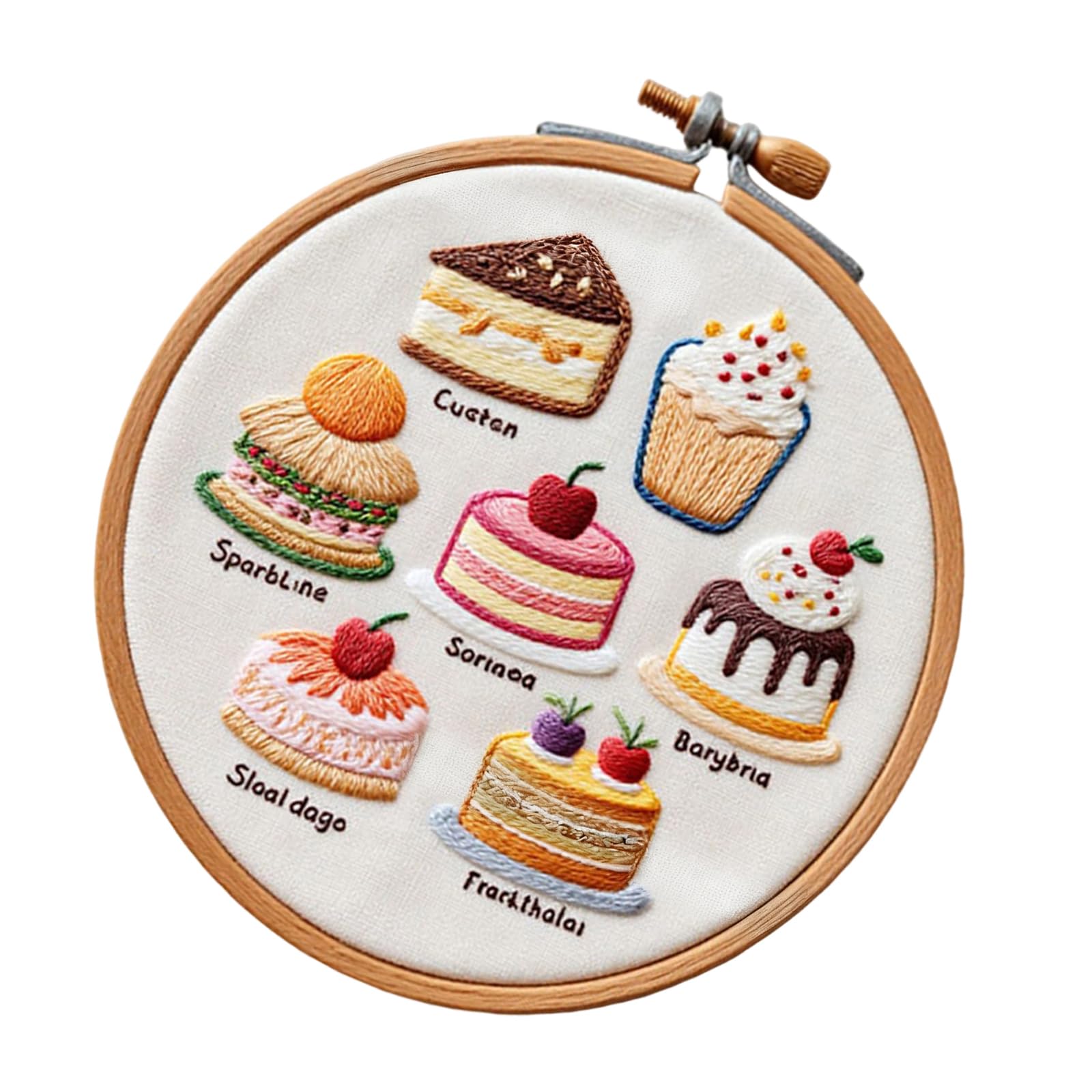 Tsophreniq Cake Embroidery Set with Stitching Hoop Instruction Beginner Stitching Craft Set with Embroidery Thread and Needle Safe Sewing Hoop