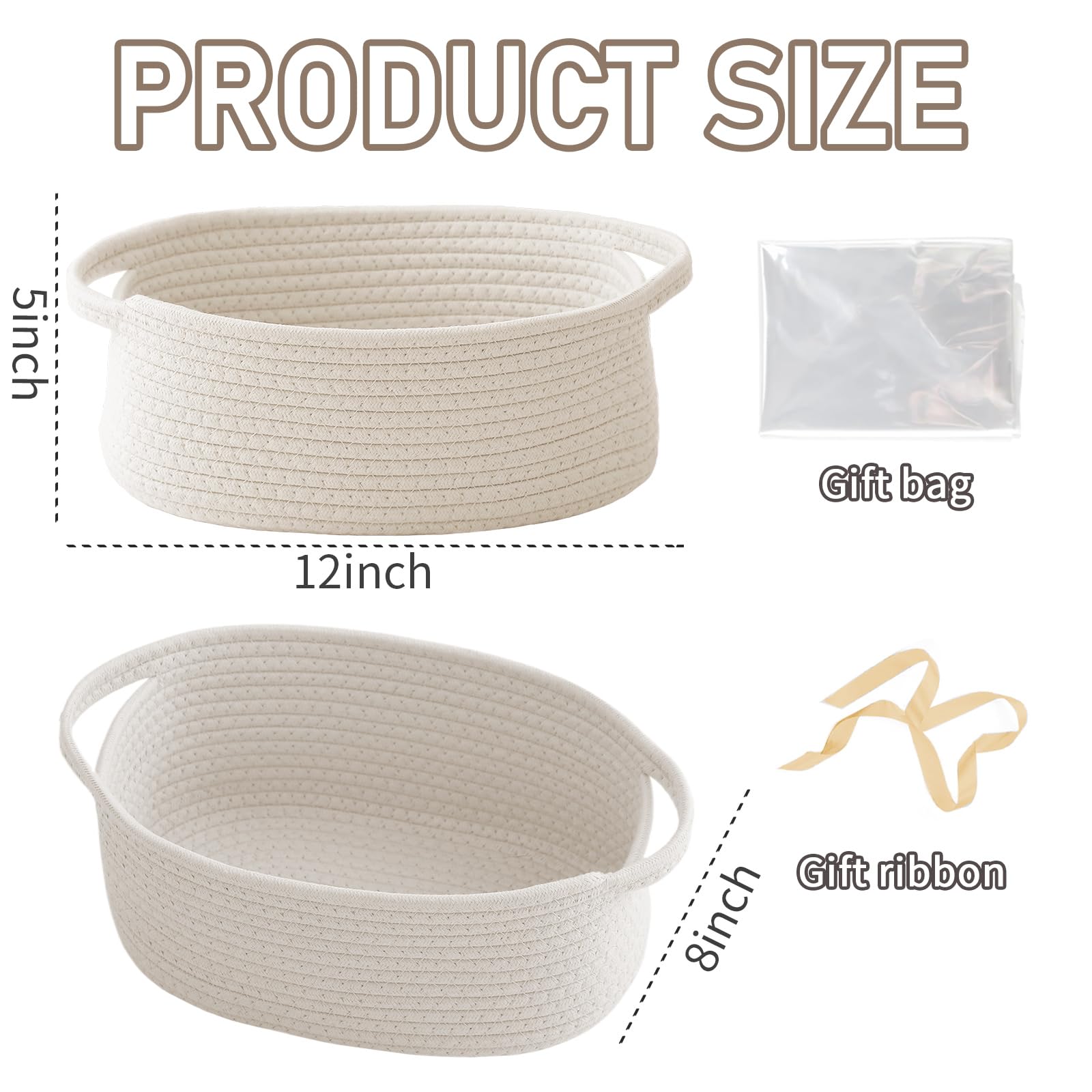 Small Woven Basket - White Gift Basket -2