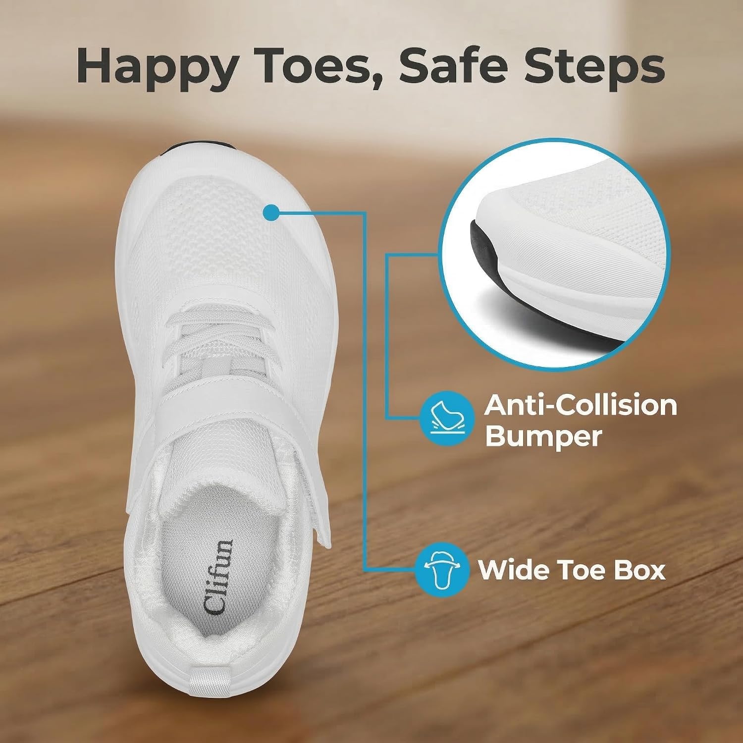 Kids Wide Toe Box Shoes School Sneakers for Boys Girls Lightweight Casual