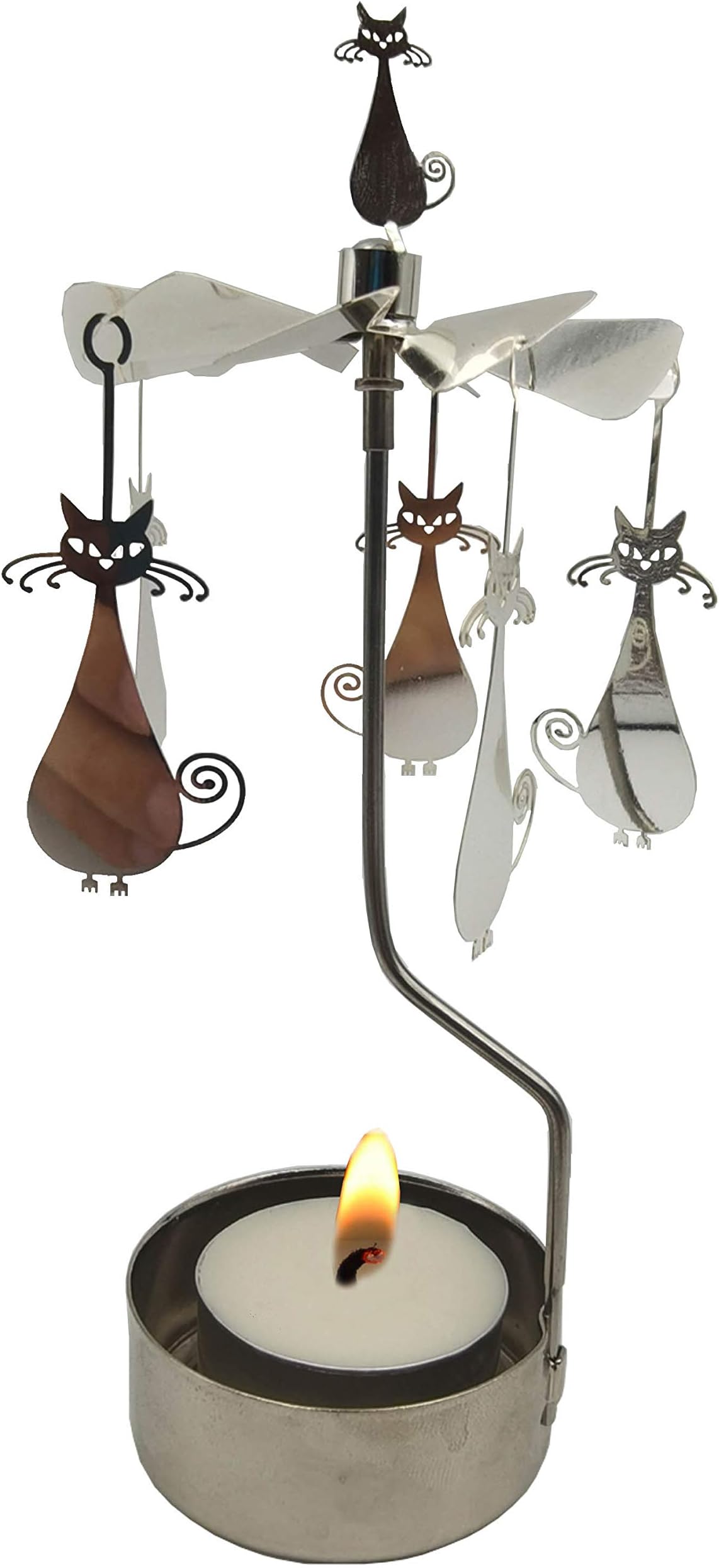 Rotary Candle Holder Spinning Candleholder Metal Small Gift (Cartoon Cat)