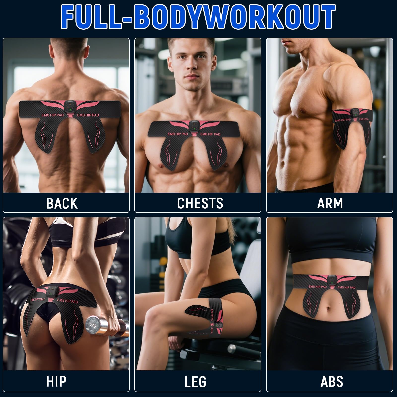 Ems Trainingsgerät, EMS Gesäßtrainer, Po Trainer Elektrisch, 8 Modi & 19 Intensitäten, USB Wiederaufladbar, Mit Fernbedienung, Wird verwendet, Gestaltung Muskelstimulation für Taille, Arm, Bein, Po.