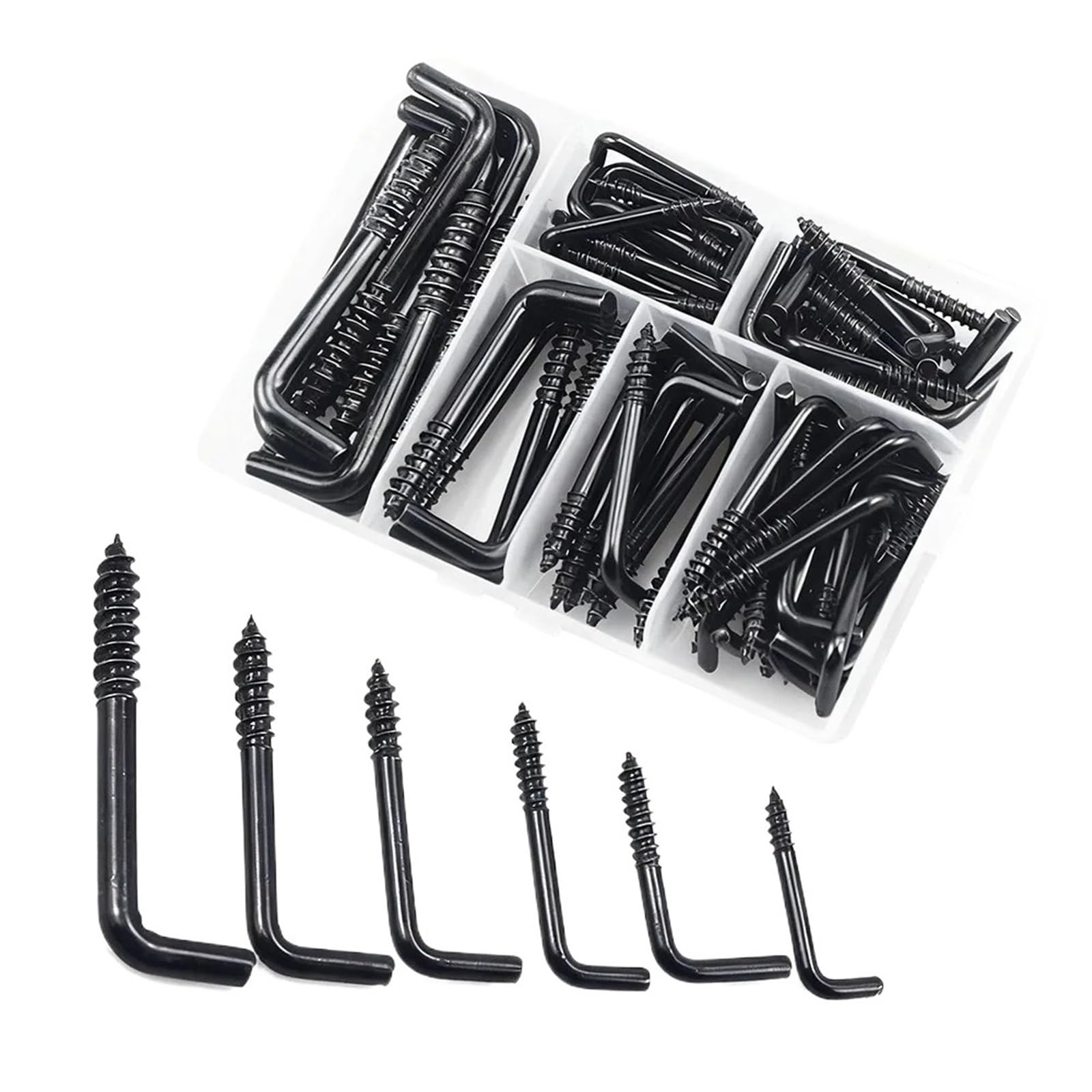 Wbtajzhy Black 10Pcs L Shaped Screw Hooks Stainless Steel