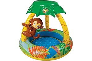 Poolmaster Learn-to-Swim Go Bananas Monkey Inflatable Kiddie Pool With Canopy