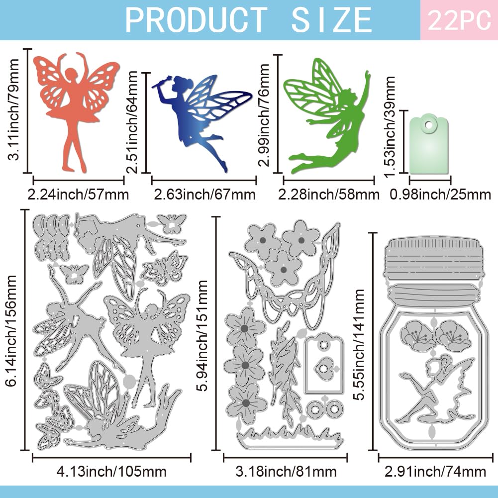 GLOBLELAND Jar Fairy Cutting Dies Metal Flower Grass Die Cuts Butterfly Twig Cutting Embossing Templates for Scrapbooking Crafts Paper Cards Making - Image 2