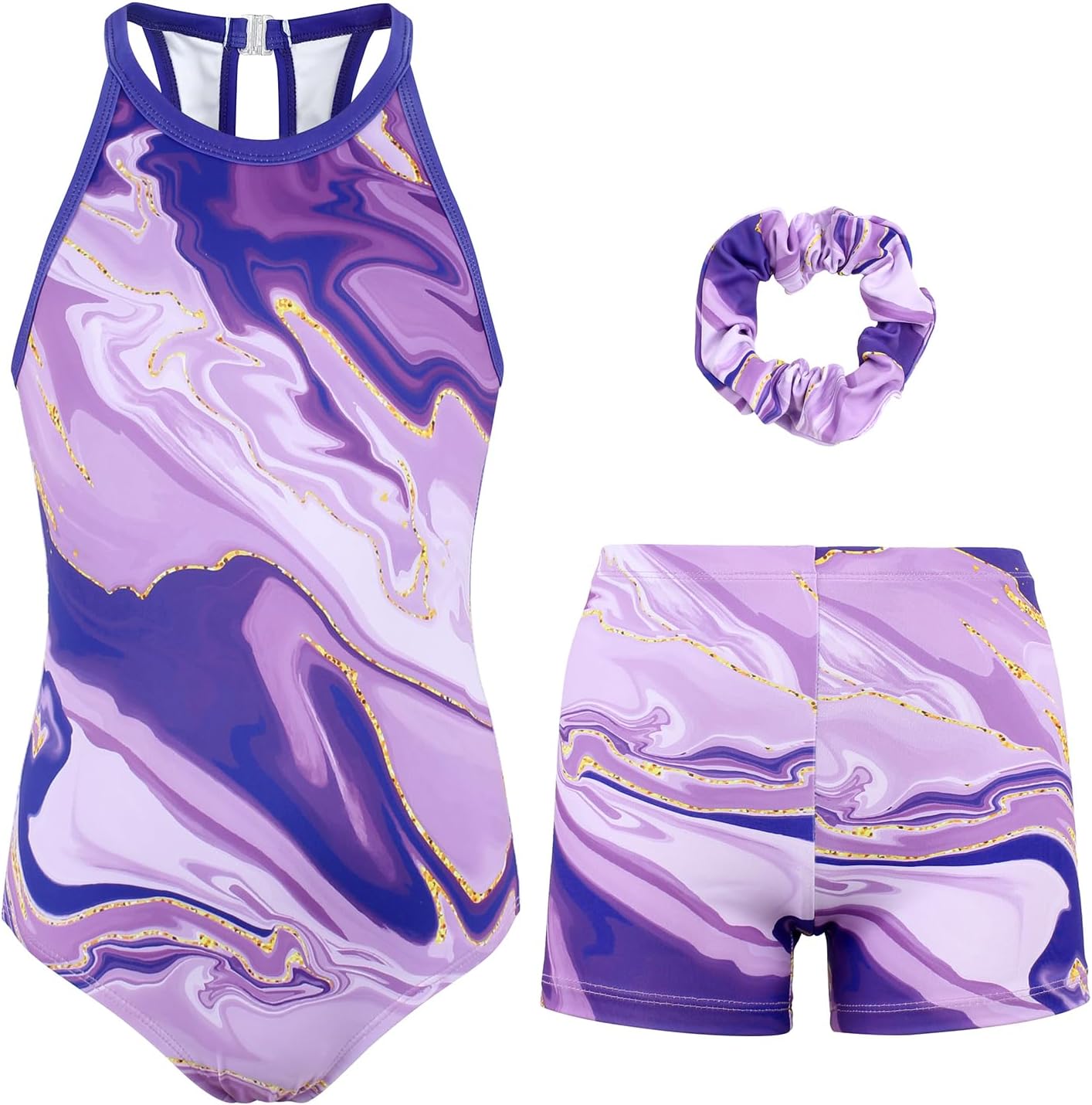 MODAFANS Gymnastics Leotards for Girls With Shorts Tumbling Dance Clasp Back Activewear