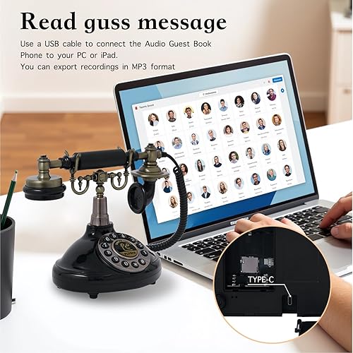 Miniatura 5 de Libro de invitados de audio, teléfono de boda, teléfono de audio, estilo vintage, mensaje de audio para graduación, fiesta de jubilación,