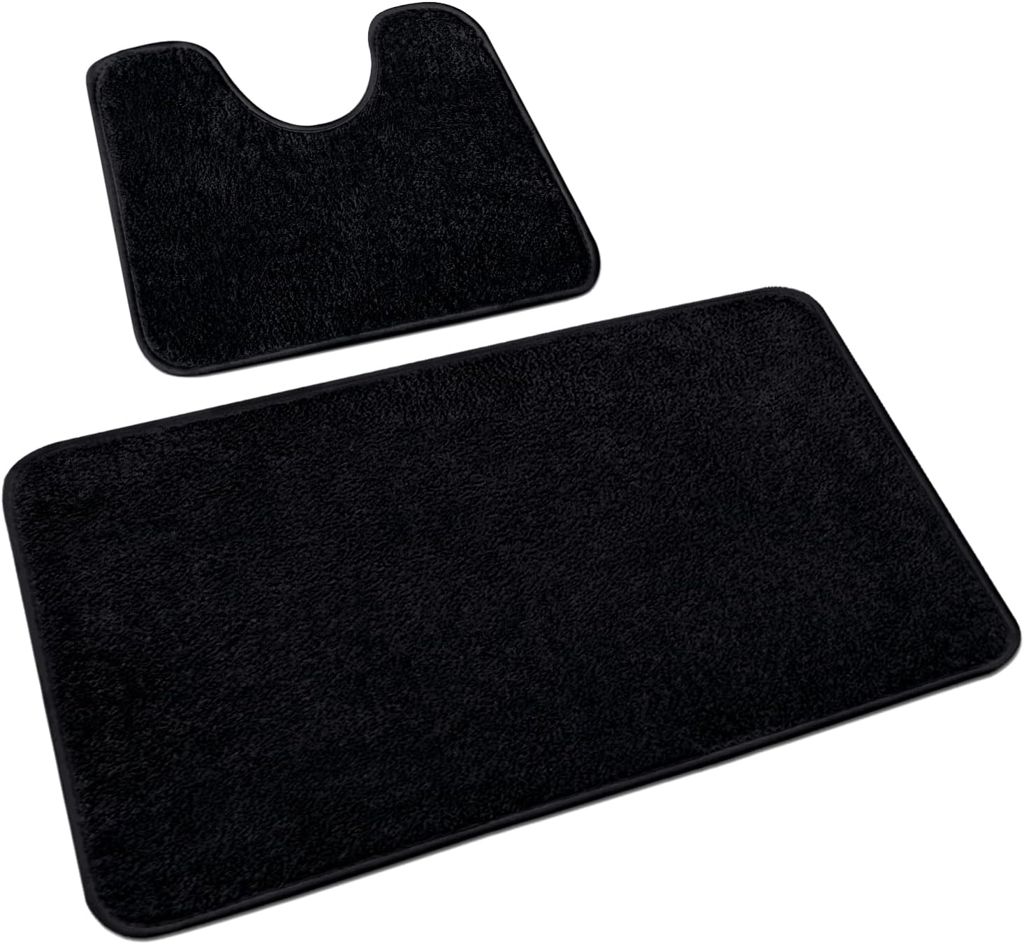 Rururug Black Bath Mat Set Washable Microfiber Bathroom Mat Sets 2