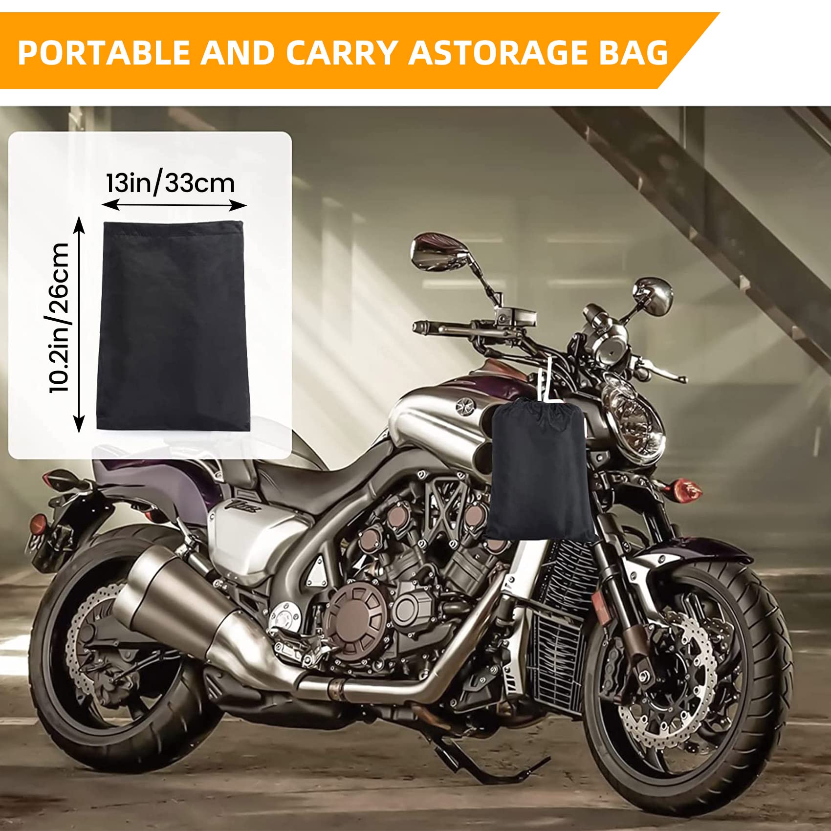 Telo Protettivo Per Moto Impermeabile – 245x105x125 Cm, Con Foro Per Lucchetto, Antipioggia E AntiuV