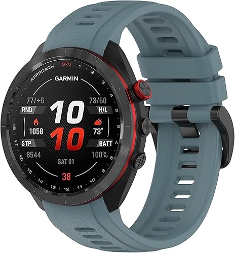 Miniatura 8 de FitTurn Paquete de 3 bandas de silicona para Garmin Approach S70 1.654 in 1.850 in, correa deportiva suave impermeable de repuesto para Approach S70