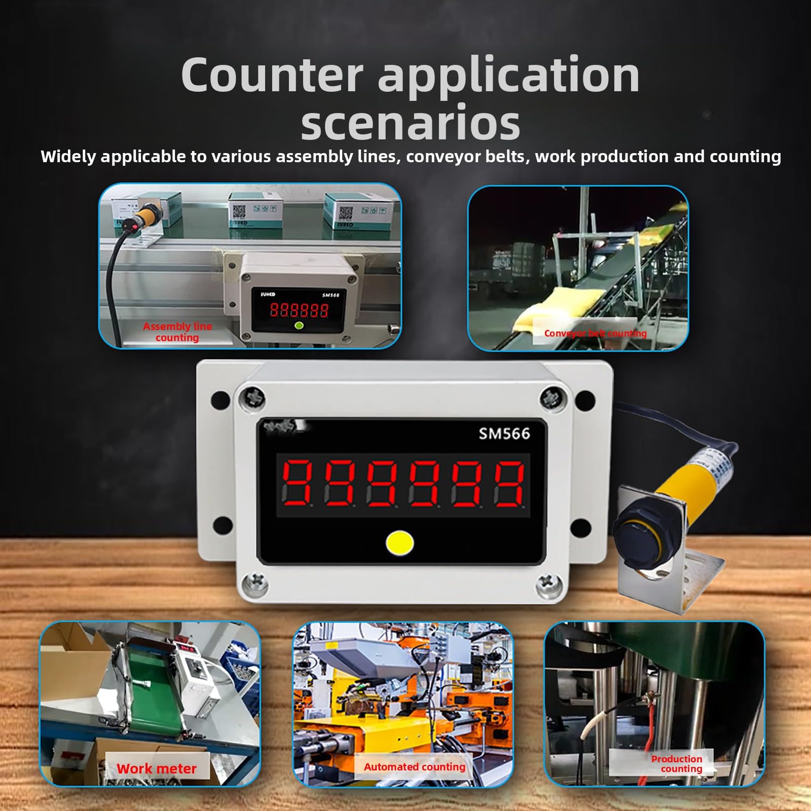 Contador LED Digital, Contador De Inducción Automático con Función De Memoria De Corte De Energía, Rango De Conteo: 0-999999, Distancia De Inducción: 30/70 Cm Opcional