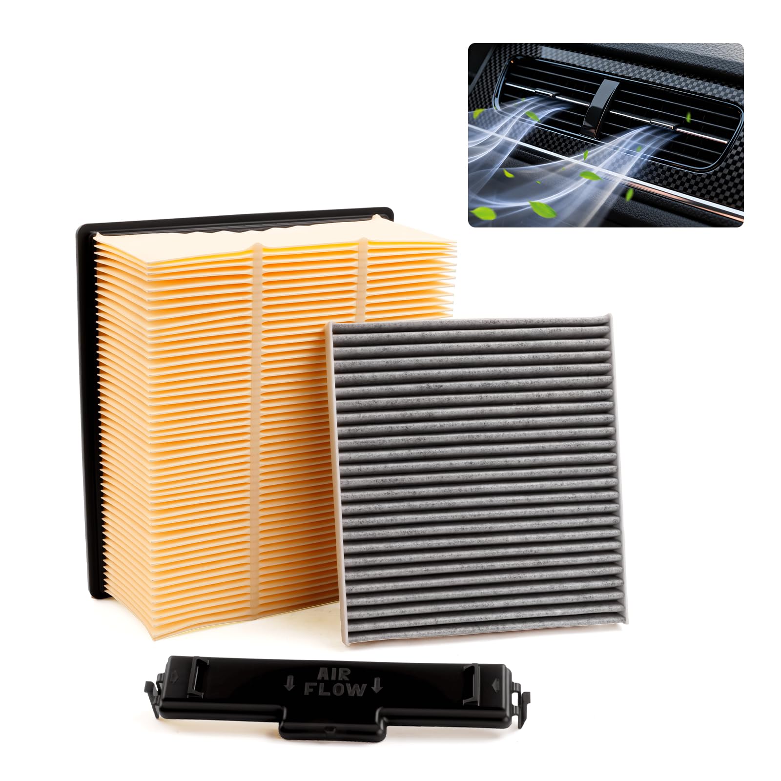 Upgrade 53034051AB 68406048AA Air Filter kit Compatible with Ram 1500 2500 3500 4500 5500 for Cummins 6.7L Diesel 2007-2023 6.4L Gas 2019-2023, 2008-
