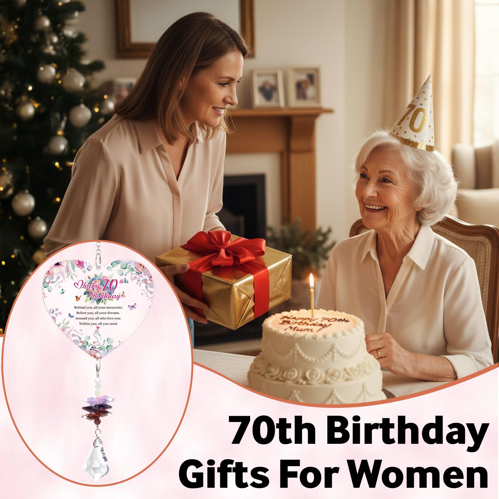 70th Birthday Gifts For Women, Crystal Suncatcher, 70th Birthday Gifts For Her, Gifts For 70 Year Old Woman, Present For Mum Auntie Grandma Wife Friends Teacher — view 2