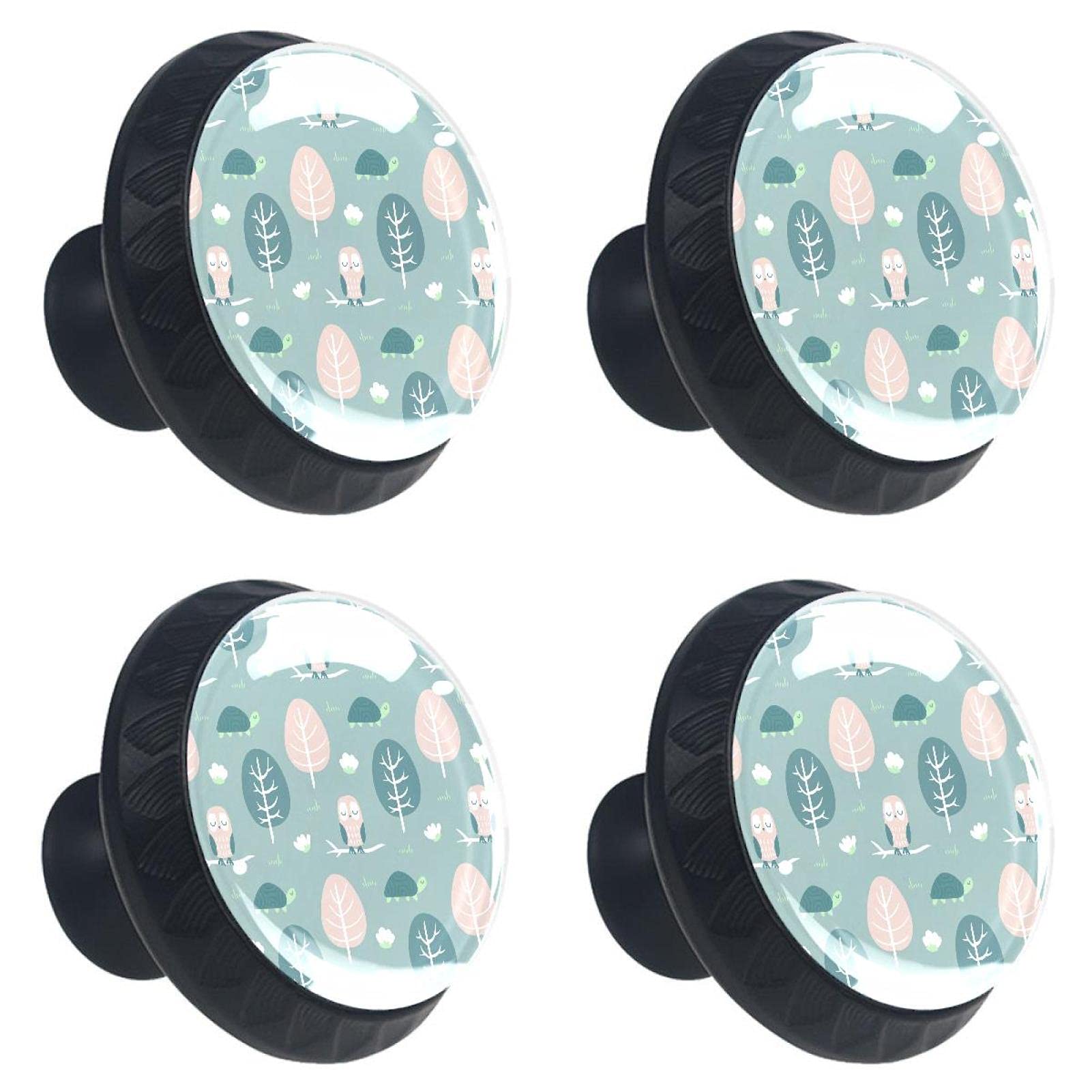 Boutons de tiroir lot de 4 hibou et arbre vert pour customiser les meubles de maison