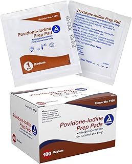 Dynarex Povidone-Iodine Prep Pads, Saturated with Povidone Iodine 10%, Medical-Grade Antiseptic Wipes Used for Prepping Prior Minor Procedures, Medium, 1 Case of 100 Prep Pads