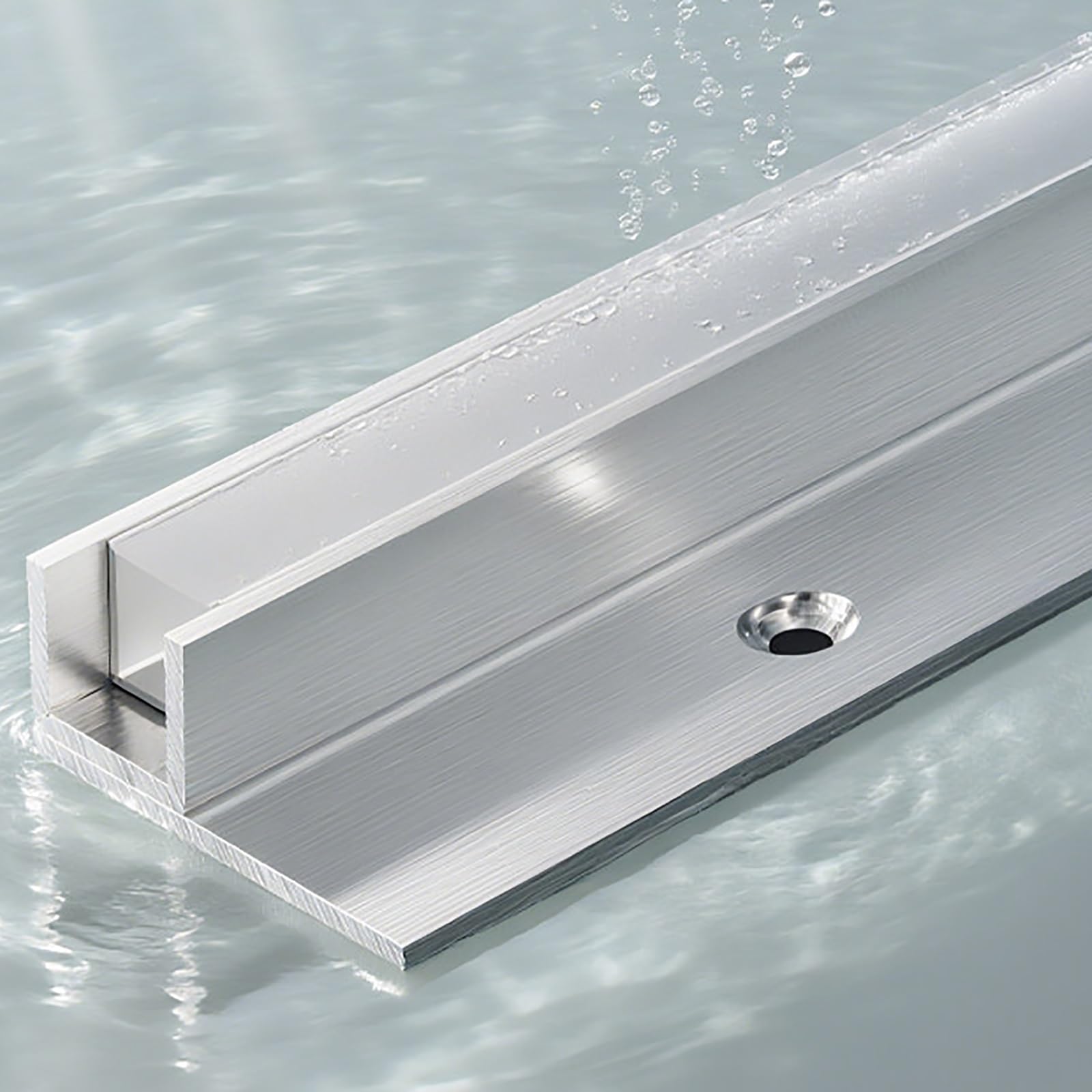 AMUFJJ 304 Stainless Steel F Type Glass Fixed Channel, Wall/Floor Mount Glass Channel Profile for Hotel/Bathrooms/Office Partitions, Frameless Panel Retaining Guide Track(Fits 12mm Glass,48in/122cm)