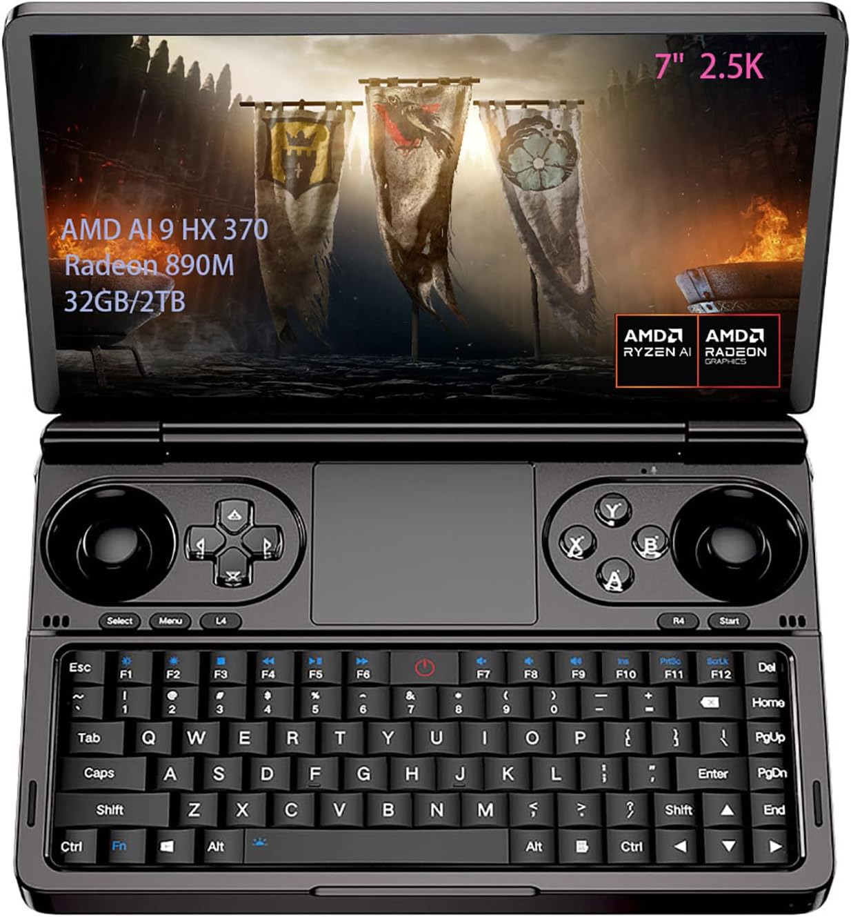 GPD WIN Mini 2025 Handheld Game Console, 7" Touchscreen Gaming PC Mini Laptop Gamepad UMPC Win11 [AMD Ryzen AI 9 HX 370 32GB RAM/2TB M.2 NVMe SSD]