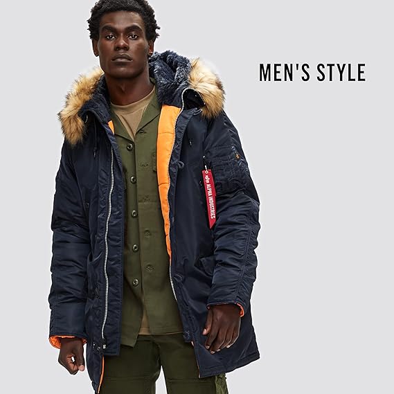 Alpha Industries Men's N-3B Slim Fit Parka, Replica Gray